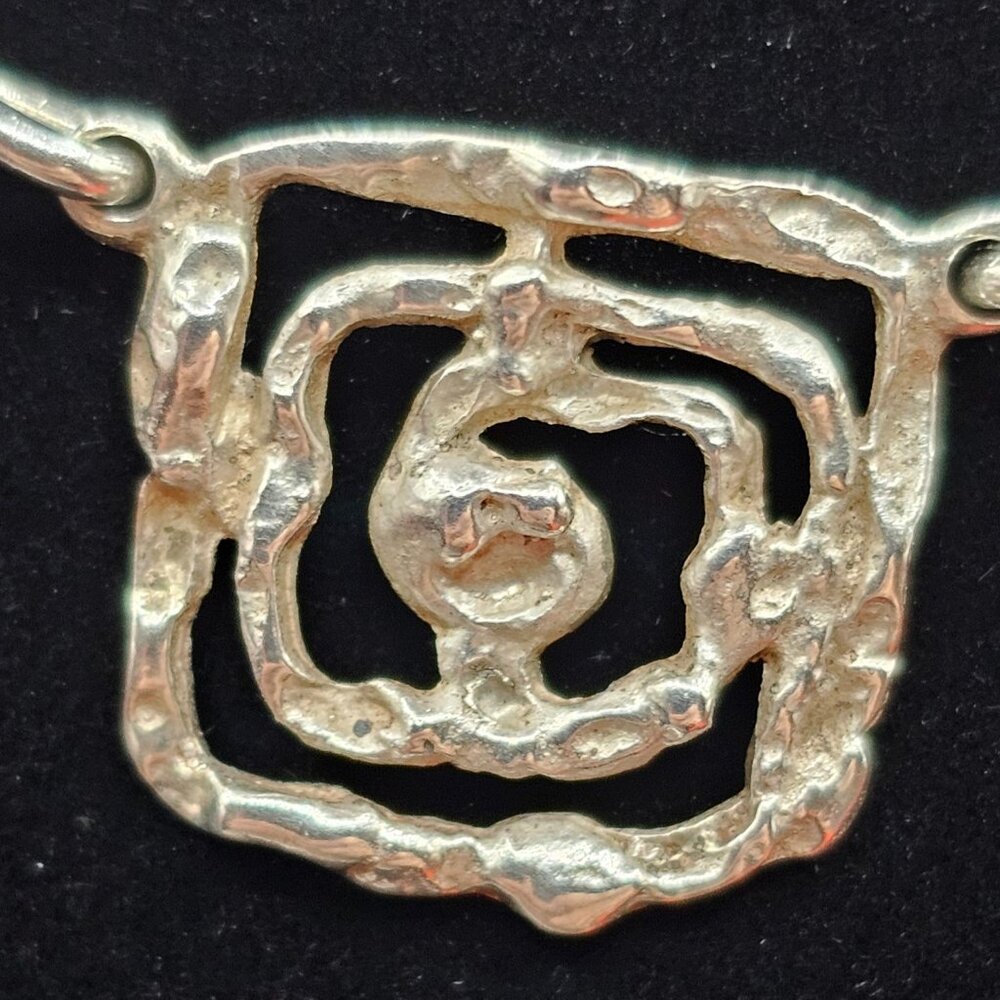 Sterling Silver 925 Modernist Rose Link Necklace 18” – 58g Statement Piece - Picture 4 of 8